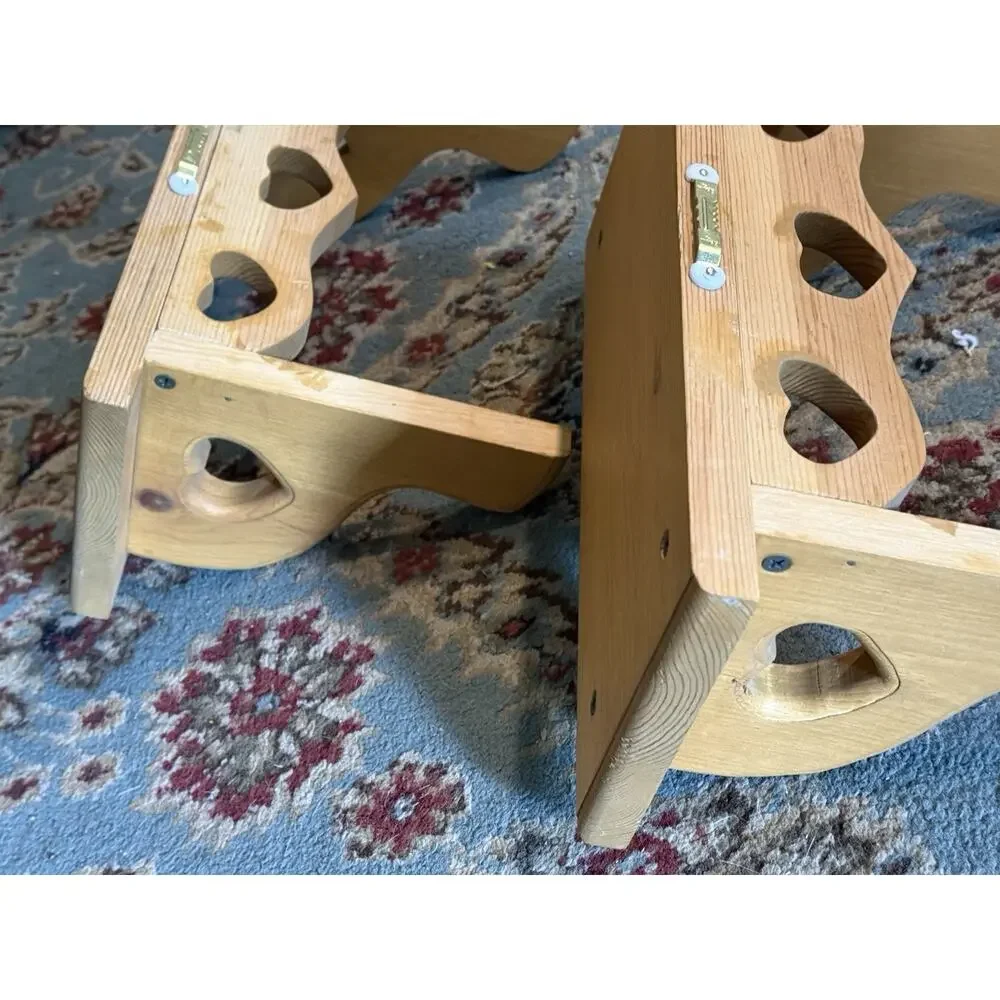 Pair Of Vintage Solid Wood Wall Shelf 5 Heart Cutouts Country Cottage 12x5x7